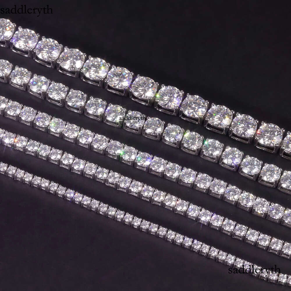 Pass Tester 2MM 3MM 4MM 5MM 6.5MM Iced Out Sier VVS Dia Necklace Moissanite Tennis Chain