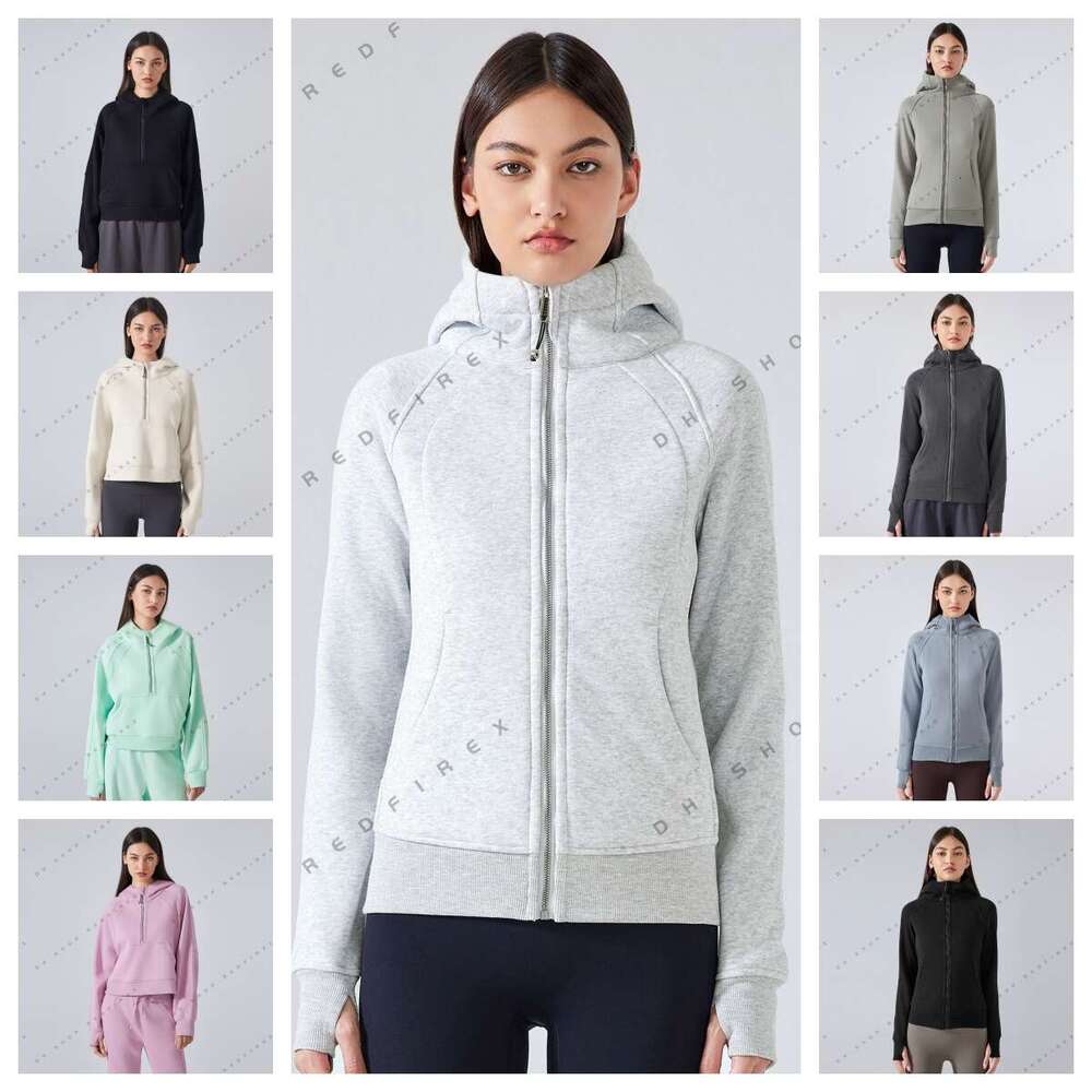 5A Designer Scuba Hoodie New Yoga Jacket Workout Clothes Oversized High Quality Sweatshirt Stand Collar Loose Gym Set scuba full zip hoodie scuba half zip 7G