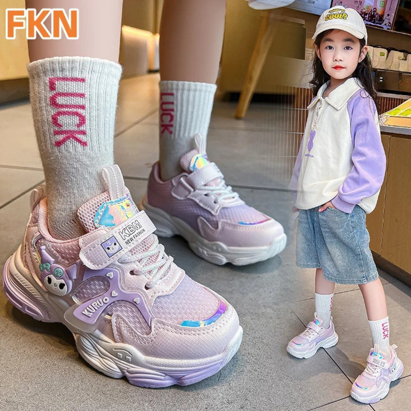Breathable childrens pink sneakers relaxing outside comfortable and soft girls running shoes purple girls shoes 2025 250528