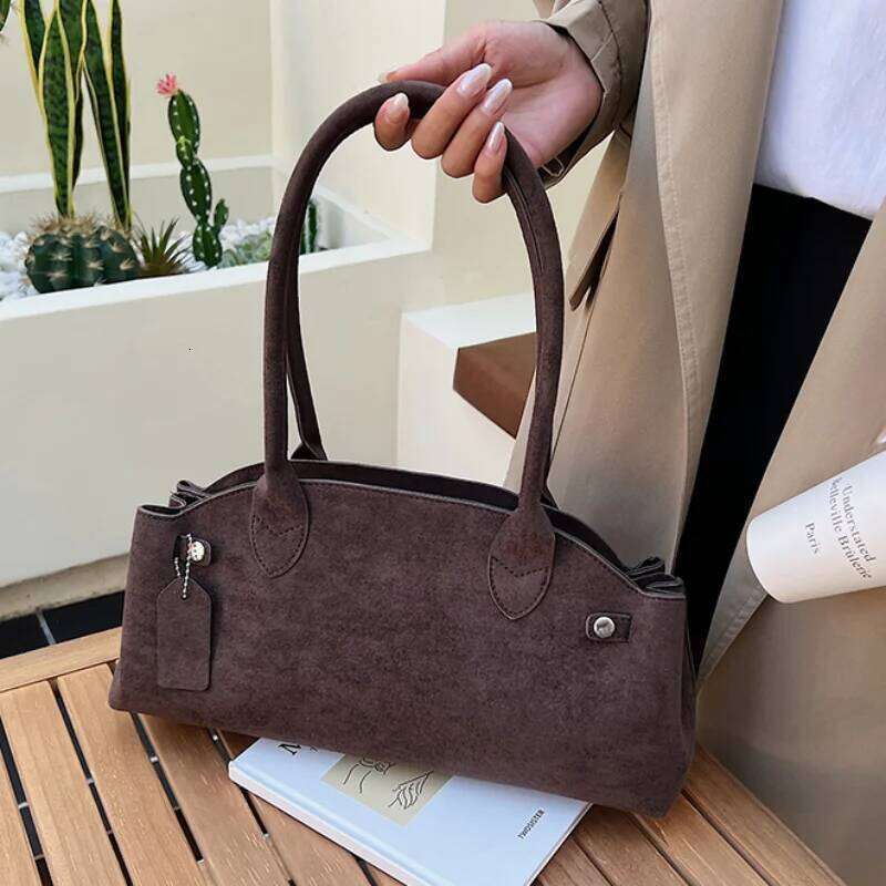 Brand Matte Suede Leather Handbag Fashion Multi-Color Boston Shoulder Large Capacity Simple Design Bowling Women's Bag MDNG2509