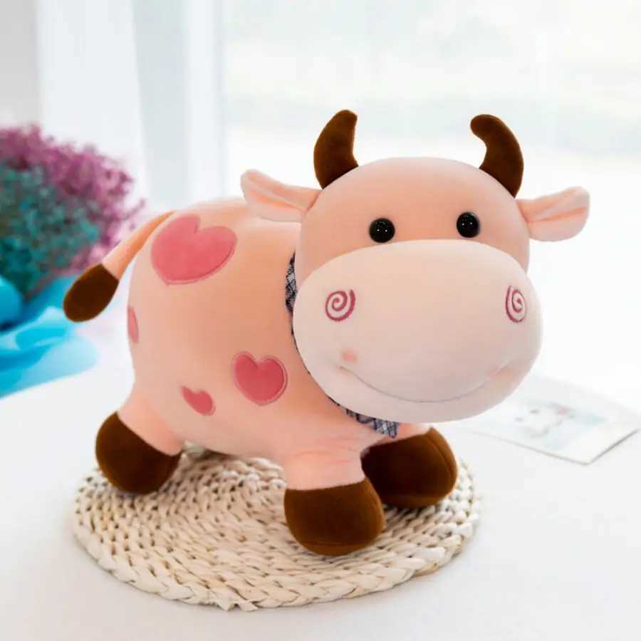 Cartoon Cute Cow Plush Toy Soft Animal Cow Plush Toy Kawaii Girls Cotton Animal Plush Doll Home Decoration Gift C250925