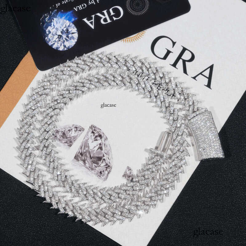 China supplier wholesale price 10mm spiked cuban link 14k gold plated VVS moissanite chain