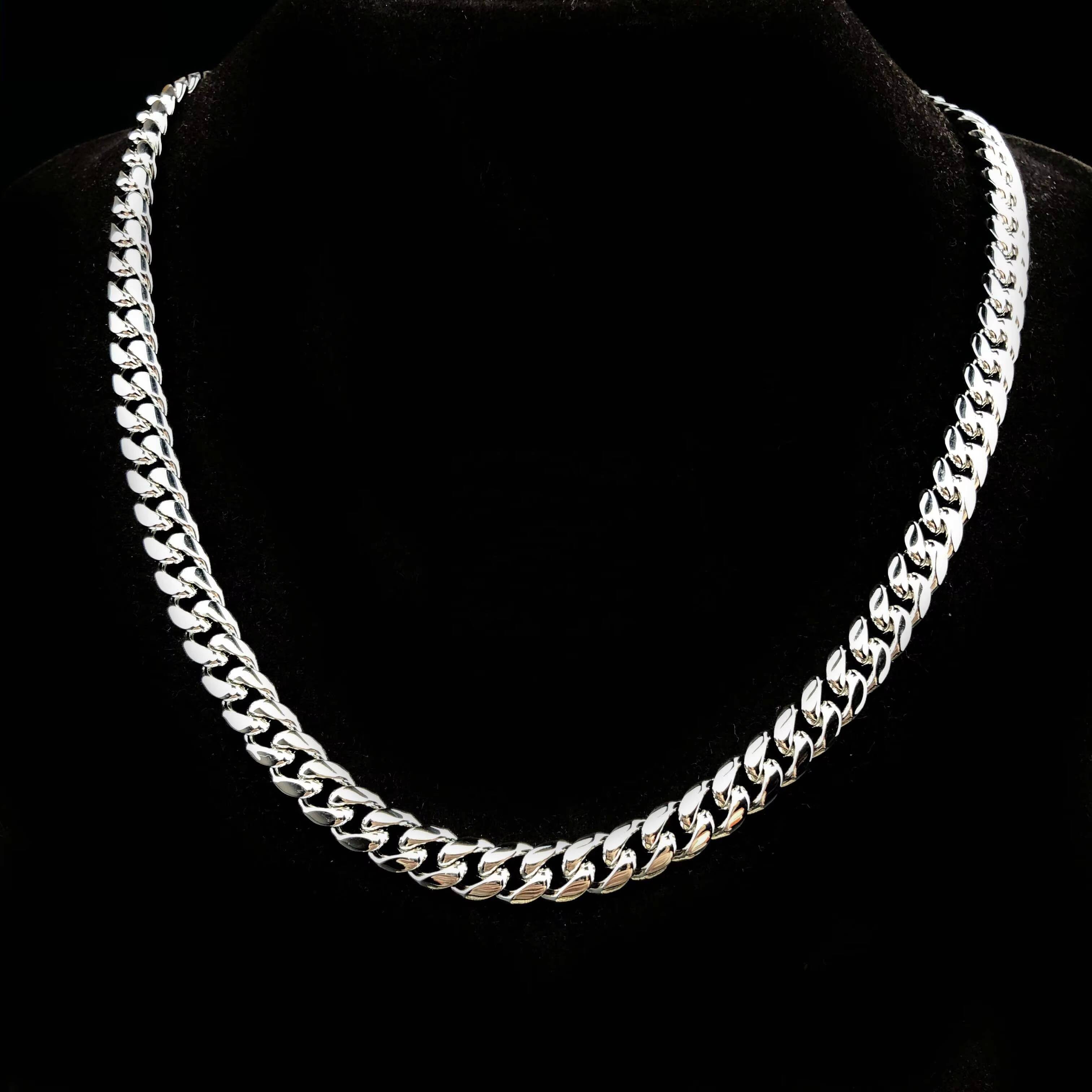 81012MM Iced Out Clasp Miami Sterling SilverCuban Link Chain Necklaces in Yellow Gold and White Gold