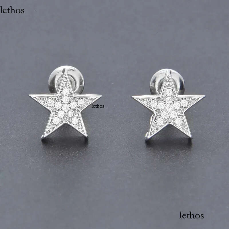 Mens Hip Hop Stud Earrings Jewelry Fashion High Quality Gold Sier Five-pointed Star Earring For Men 04