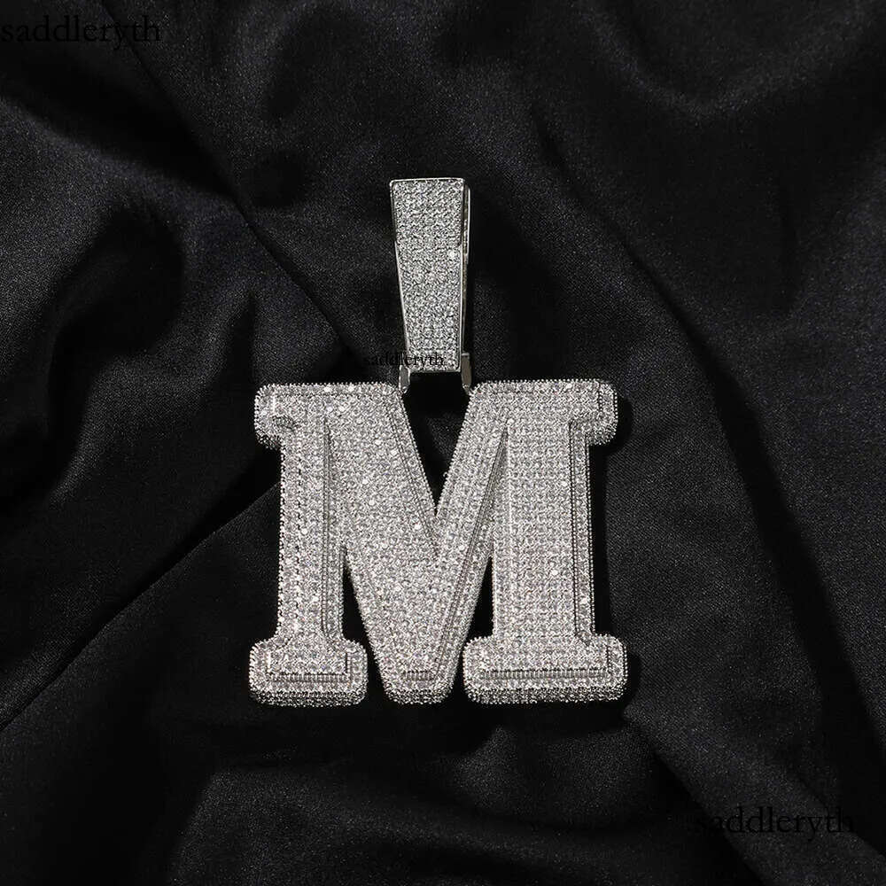 26 letter necklace Hip Hop personalized dias Men's pendant GRA moissanite dia gold sterling sier cuban link