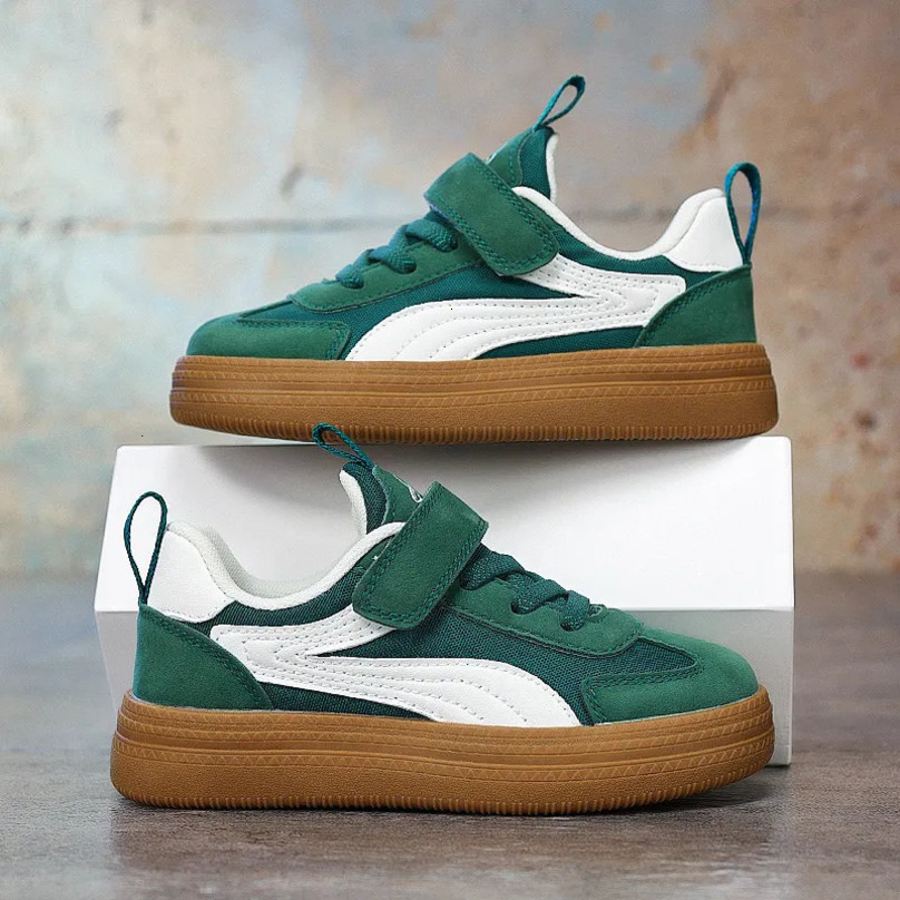 2025 Green Sports Shoes Boy Girl Platform Hook Loop Kids Skate Shoes Spring Summer Childrens Sneakers zapatillas nino 250613