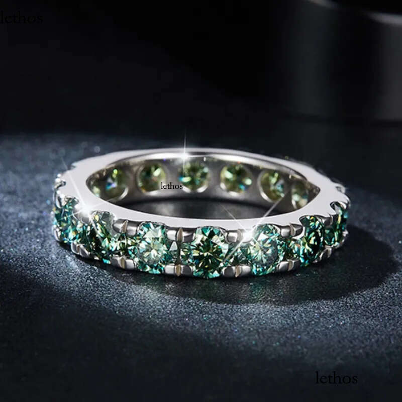 Men Women Rings Sterling Sier Dia Passed Test 4mm Blue Green Moissanite Ring for Party Wedding Nice Gift a4