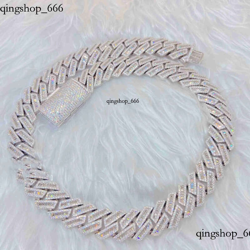 moissanite iced out cuban k chain Hip Hop Fine Jewelry Baguette Dia Men Necklace Sterg Sier Fully Vvs Moissanite designer jewelry