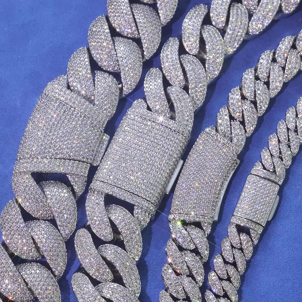 trend Mens Chunky Cuban Link Chain 10mm20mm Width Gold Plated Bling CZ Stone Iced Out Diamond Necklace Hip Hop Jewelry