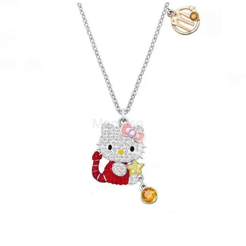 Sanrio Hello Kitty Necklace Anime Sanrio Cat Twelve Zodiac Diamond Pendant Sweater Chain Clavicle Chain Couple Jewelry Gift for Girls L250925