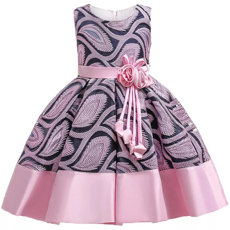 Baby Girls Flower Striped Dress For Girls Floral Wedding Party Dresses Kids Princess Christmas Dress Children Girls Clothing 241219