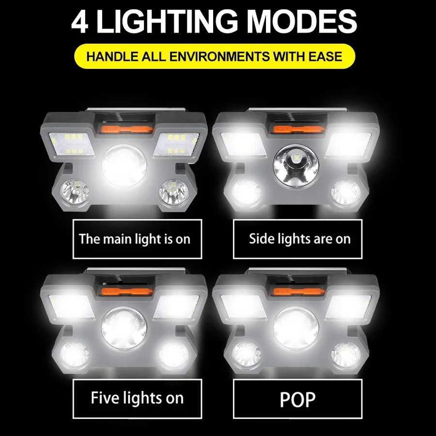 5 LED Flashlight Rechargeable with Built in Battery Strong Light Camping Adventure Fishing Head Light Headlamp J250925