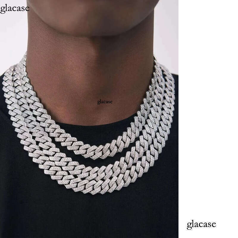 Multi-Row VVS Moissanite Cuban Necklace out Miami Chain Chic Sterling Sier Hip Hop Jewelry 10MM