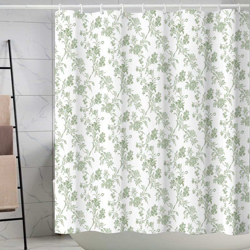 YL-37261 Waterproof Shower Curtain Hot Sale 3D Printed Tropical Jungle Plant Leaves and Flowers Season Polyester Shower Curtain with Hook
