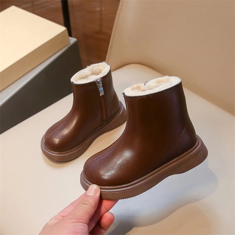 Girls Boots Leather Winter Shoes Kids Autumn Non-slip Soft Sole High Boots for Children botas para 241106
