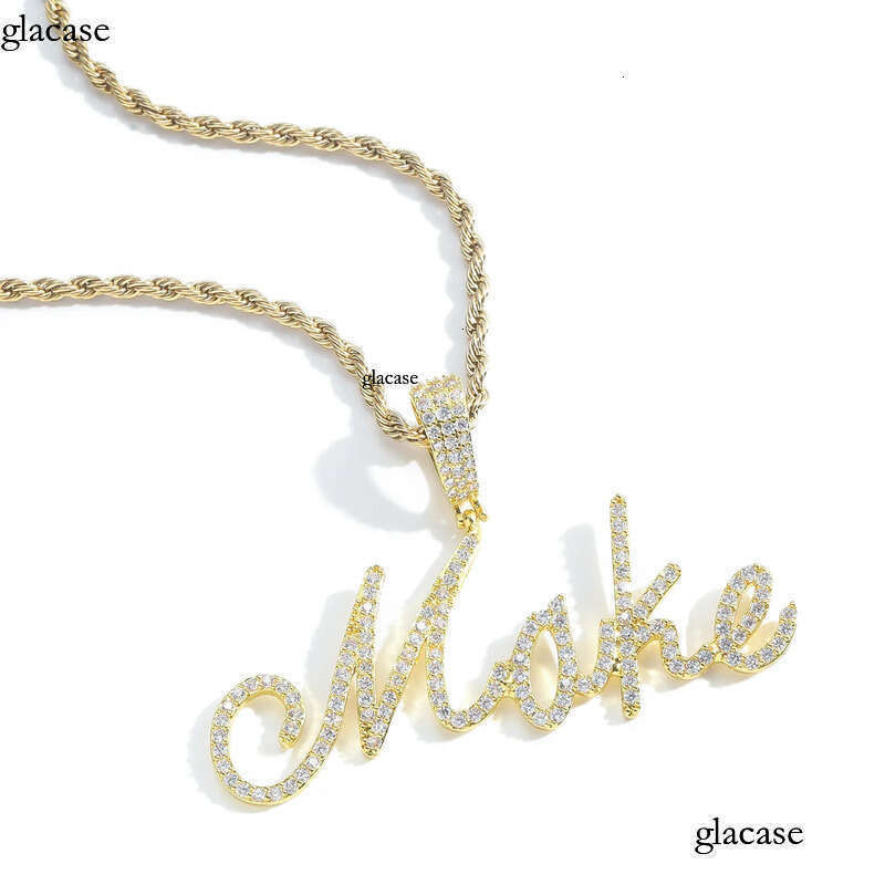 Custom A-Z Letters Name Pendant Necklace Gold Plated Jewelry Women Men Gift