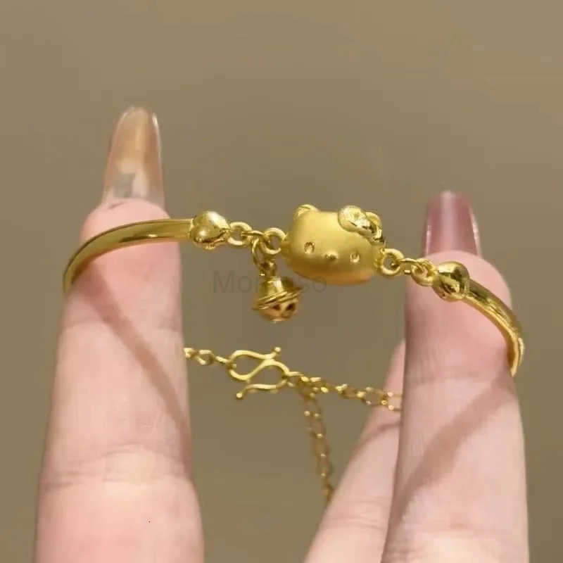 Sanrio Kawaii Sanrio Hello Kitty Bracelet Anime Goldplated Jewelry Girl Fashion Jewelry Holiday Gift L250925