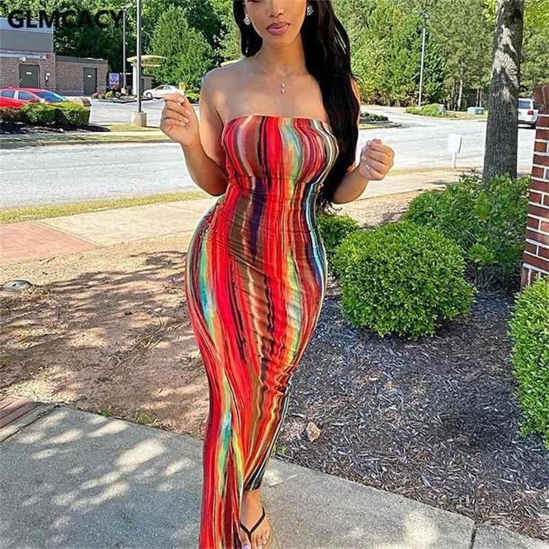 Women Casual Tube Dress Summer Off Shoulder Bodycon Maxi Dress Robe Sexy Evening Party Club Dress 210630