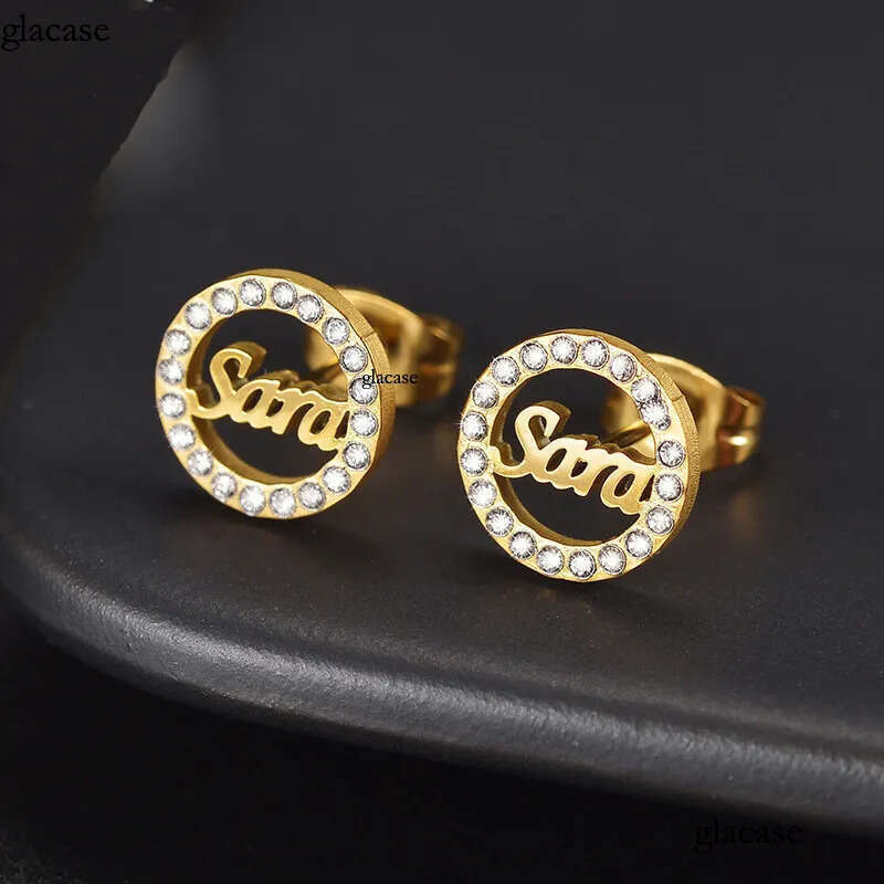 Hip Hop Custom Letters Name Pendant Earrings Ring Bracelet Jewelry Set Mother's Day Gift