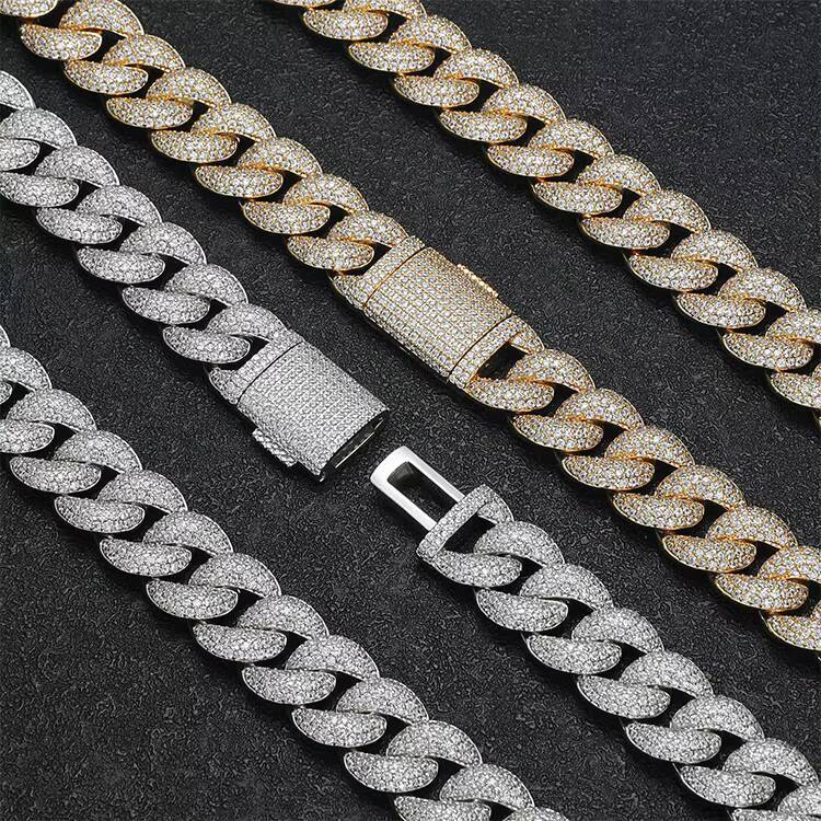 High Quality Iced Out Gold Silver Plated Brass CZ Stone Hip Hop Necklace Fashion Chains