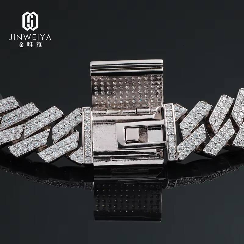 Hip Hop Luxury Iced Out Necklace for Men Diamond Copper Moissanite Gold Plated Miami Cuban Link Chain for Anniversaries