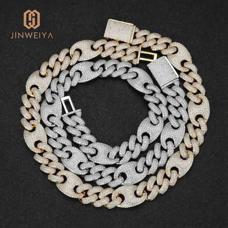 JWY Customized Trend Luxury 16mm Cuban Hip Hop Brass Moissanite Ice Necklace for Men Real Gold Chain Fashionable Accessory