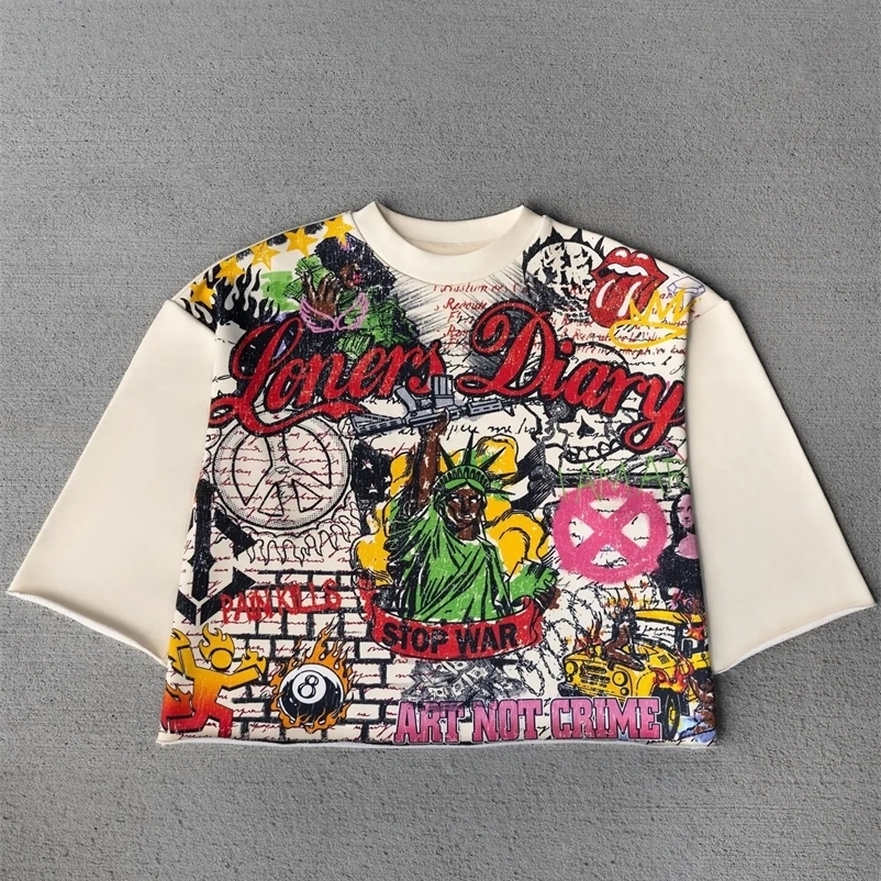 Streetwear Y2k T Shirt Trend Hip Hop Graffiti Large Graphic Print Shirt Harajuku Retro Oversized Loose T Shirt Tops 250118