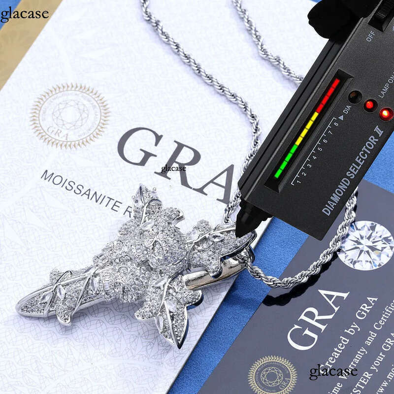 Factory wholesale new Hip hop skull cross pendant S sier moissanite mens necklace accessory