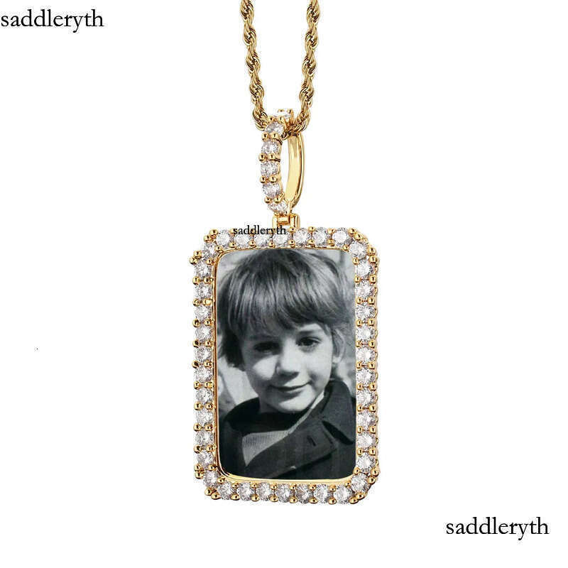 Custom Photos Necklace Fashion Gold Plated Square Memory Iced Out Pendant Mens Hip Hop Necklaces Jewelry 29 1e 9e