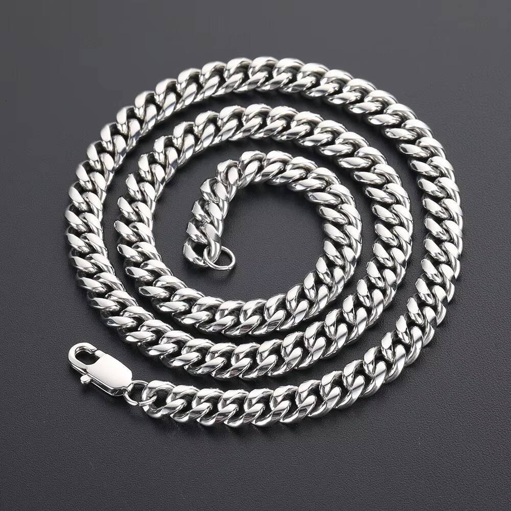 Hip Hop Sterling SilverGold Plated Jewelry Round Polished Cuban Link Chain Necklaces Cadenas Cubanas De Oro