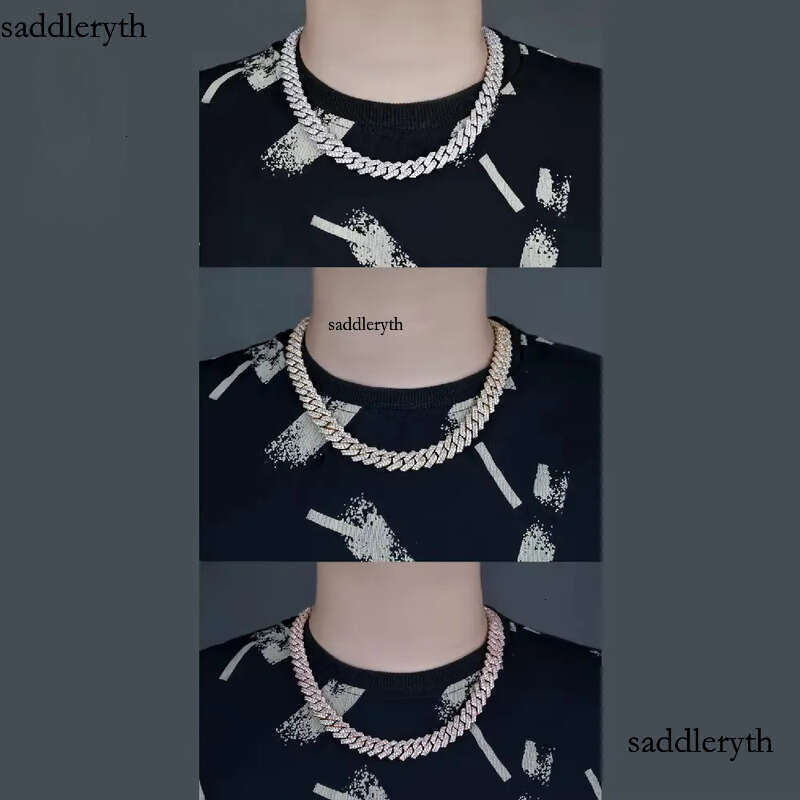 Factory wholesale new arrivals 18mm VVS Necklace Hot Sale Bling Moissanite Sterling Sier Cuban Link Chain Hip Hop Jewelry