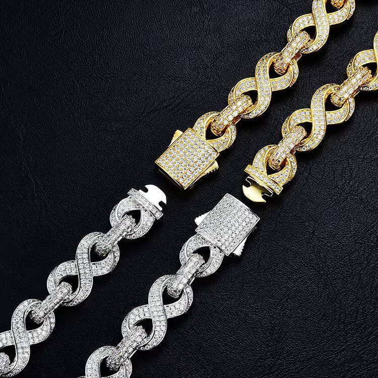 High Quality JWY Customized Trend Hip Hop Cuban Link Chain Goldsilver Plated Brass for Men