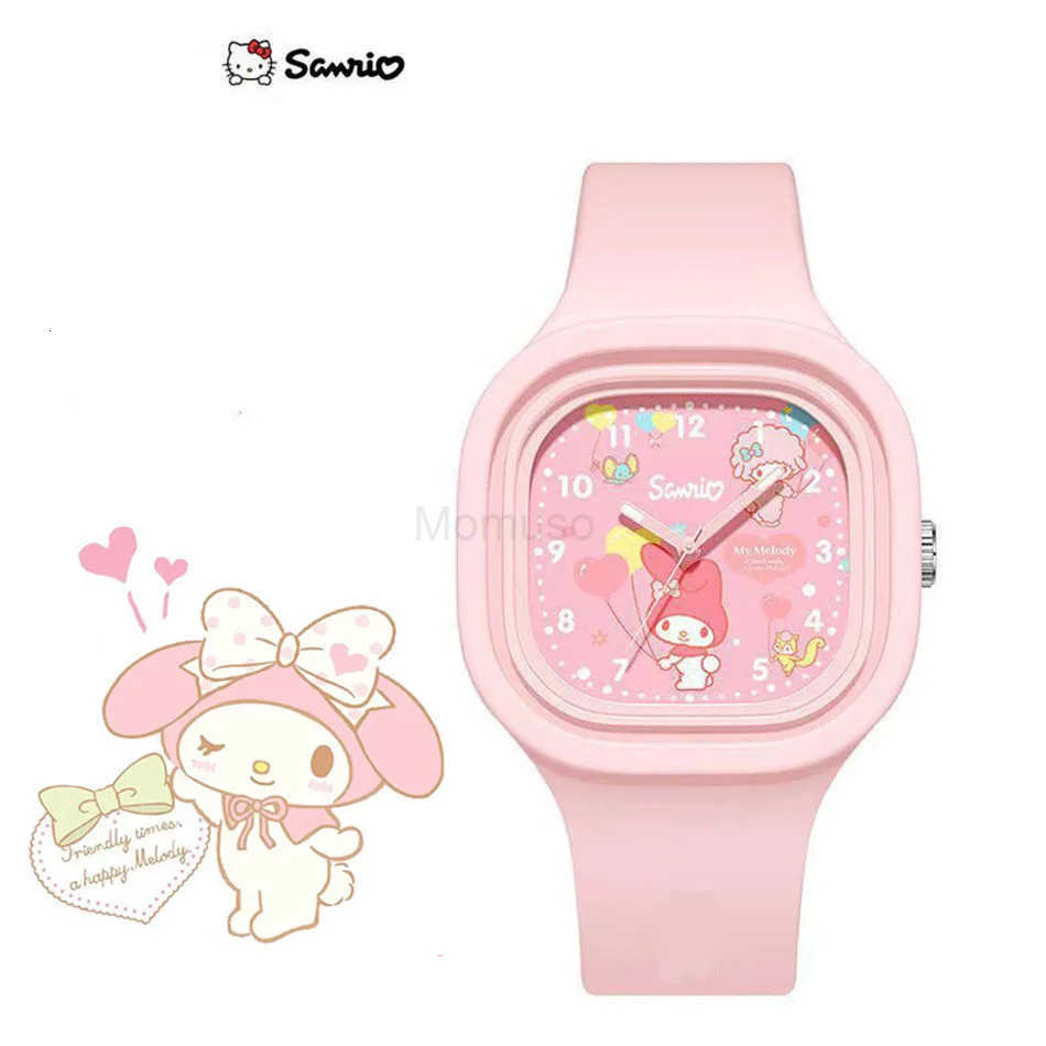 Sanrio Hello Kitty Watches Kuromi Cinnamoroll Silicone Strap Quartz Casual Cartoon Melody Watch Girl Child Birthday Gift L250925