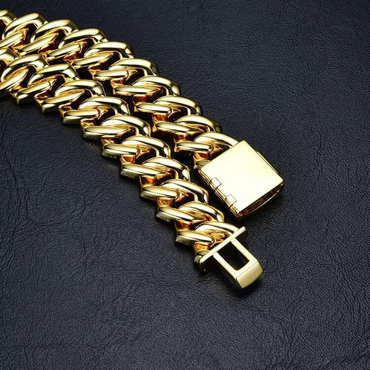 JWY New Fashion Hip hop Cuban Necklace Customized Trendized Gold And Silver Plated Cuban Link Chain For Man