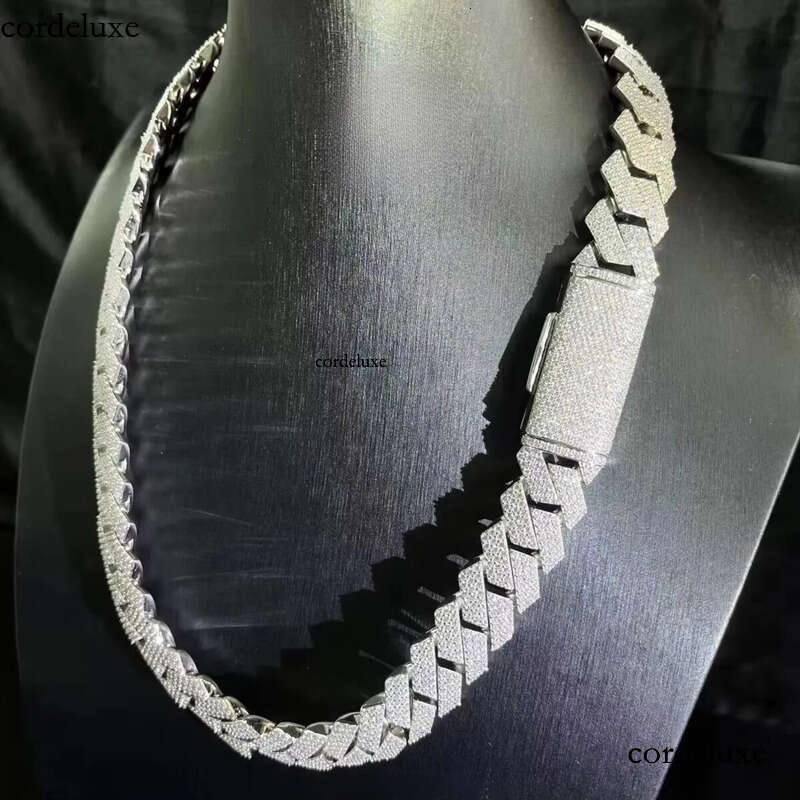Pass Dia Test Cuban Link Chain 20mm 4 Rows with GRA VVS Moissanite Necklace Sier for Rapper Hip-Hop Jewelry Men 27