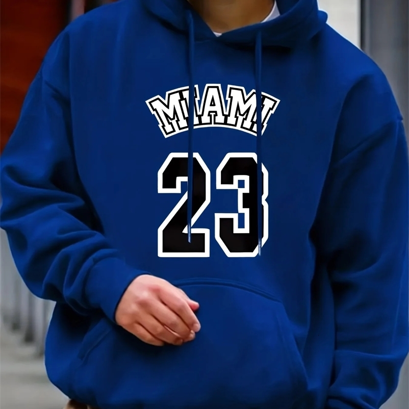 Men's Autumn Winter Loose Fitting Long Sleeved Hoodie 240106