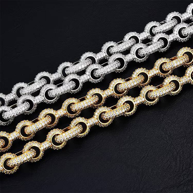 JWY Customized Trend Brass Cross Buckle Iced Out Moissanite Diamond Hip Hop Jewelry Mens Cuban Link Chain Necklace Fashion Accessory