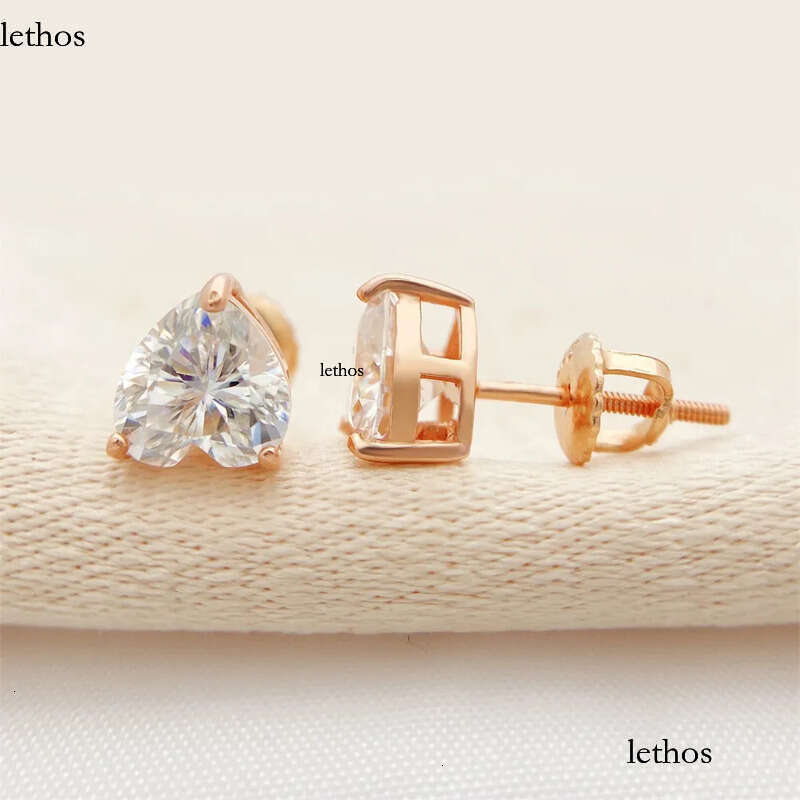 heart shaped cutting moissanite for women solid sterling sier stud earrings gold plated mens earring designer jewelry valentines day gift 2c