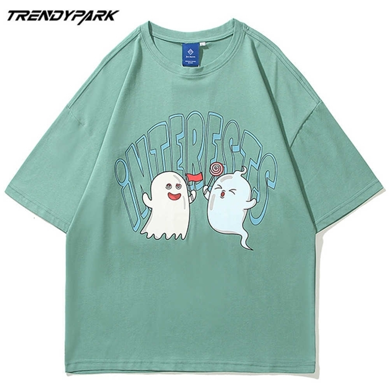 Men's Cartoon T-shirt Summer Short Sleeve Printed Tee Hip Hop Oversized Cotton Casual Harajuku Streetwear Top Tshirts 210601