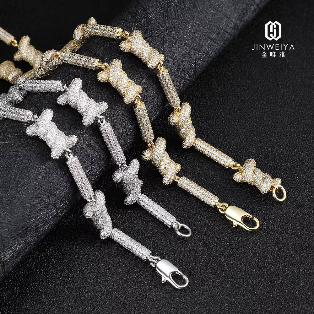 Customized Trend FaMoissaniteory Price Mens Hip Hop Link Chain Necklace 925 Sterling Silver 18K 14K Gold Plated Moissanite Ice Out Diamond