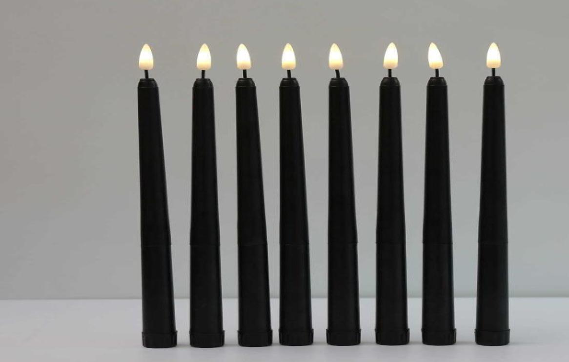 8 Pieces Black Flameless Flickering Light Battery Operated LED Christmas Votive Candles28 cm Long Fake Candlesticks For Wedding H3563180