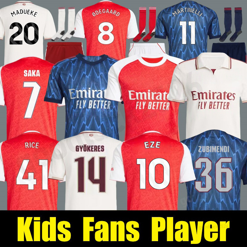 25 26 SAKA Soccer Jerseys ODEGAARD RICE HAVERTZ NWANERI MARTINELLI Calafiori NKETIAH SALIBA TROSSARD JESUS Football Shirt Kids kits Long sleeves uniform EZE Shirt