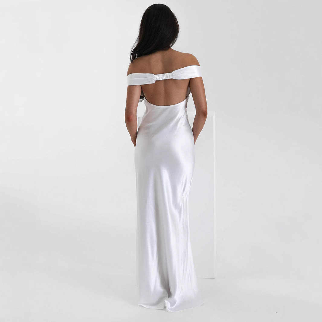 2025 New High-End Mermaid Satin Evening Dress Elegant Off-Shoulder Gown