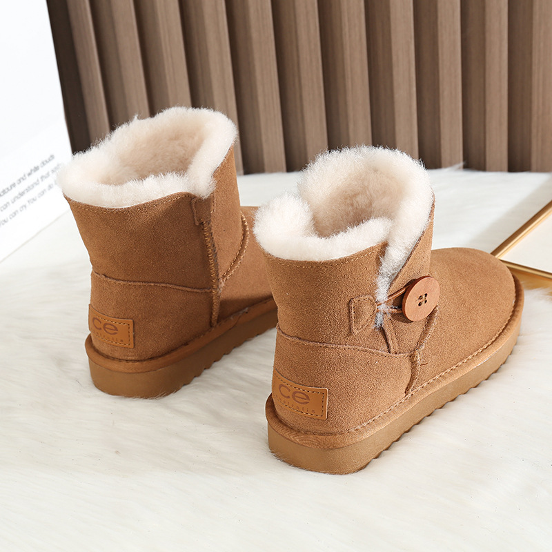 CE designer shoes Free shipping oxhide affordable luxury Winter anti slip snow boots with thick plush cotton shoes Ethereal black plain