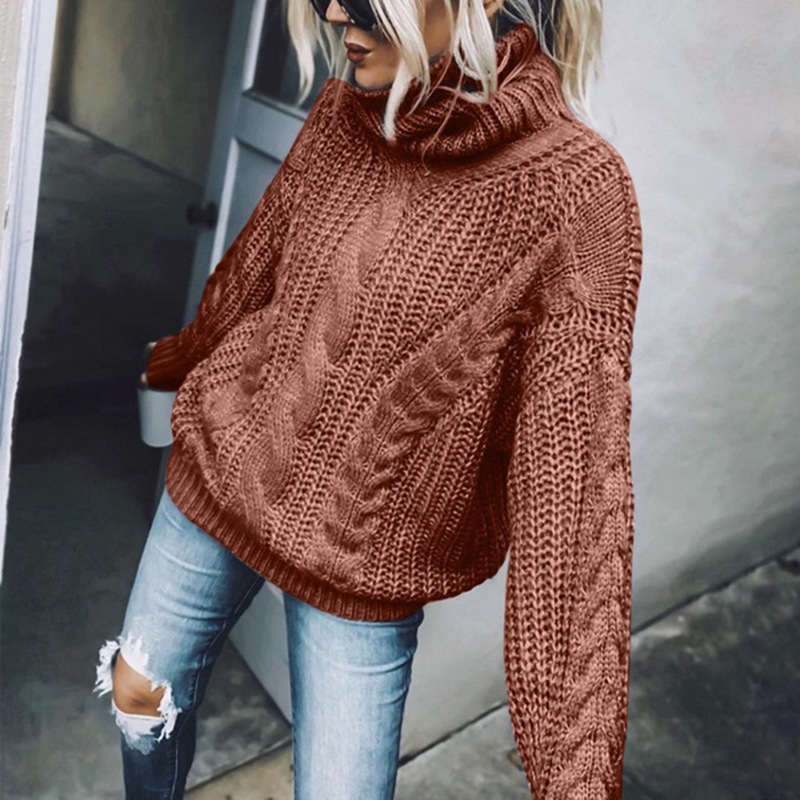 Autumn Winter Sweater Women Solid Color Turtleneck Knitted Top Female Clothing