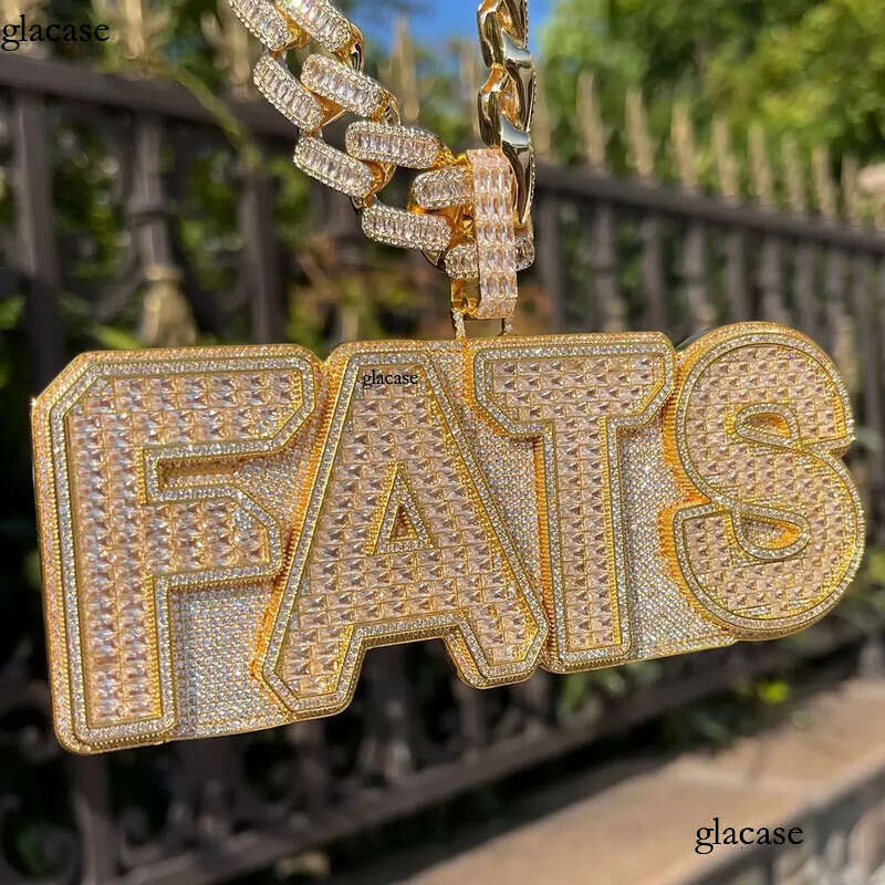 Solid Back Sier Rose Gold Moissanite Name Custom Hip Hop Letter Pendant for Cuban Link Chain