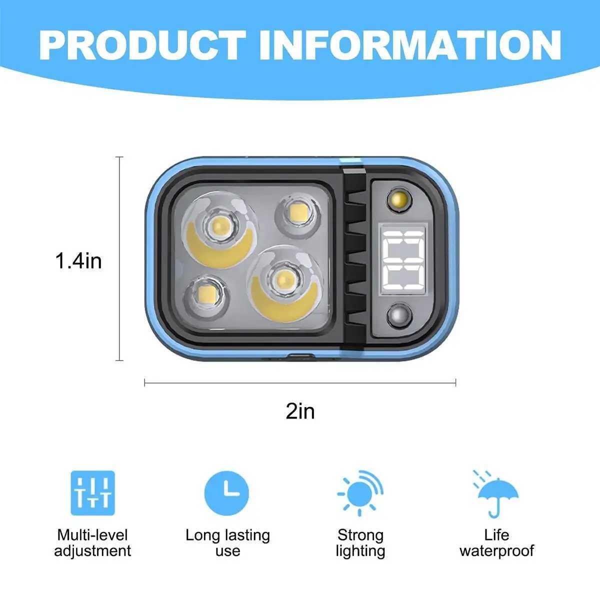 Adjustable Led Headlamp Torch With Power Display Sensor Control Cob Water Resistant Rechargeable High Power Emergency Flashlight J250925