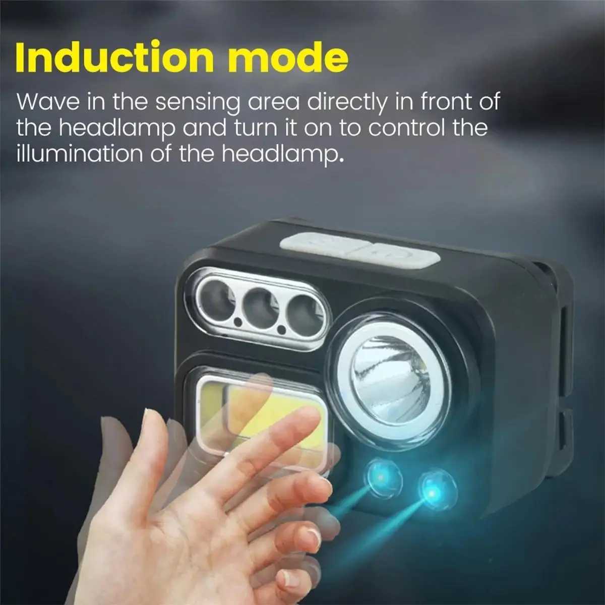 Redgreenwhiteuv 8 Modes Led Headlamp Headlights For Rechargeable Flashlight Light Sensor Motion Night Usb Work Front Portable J250925