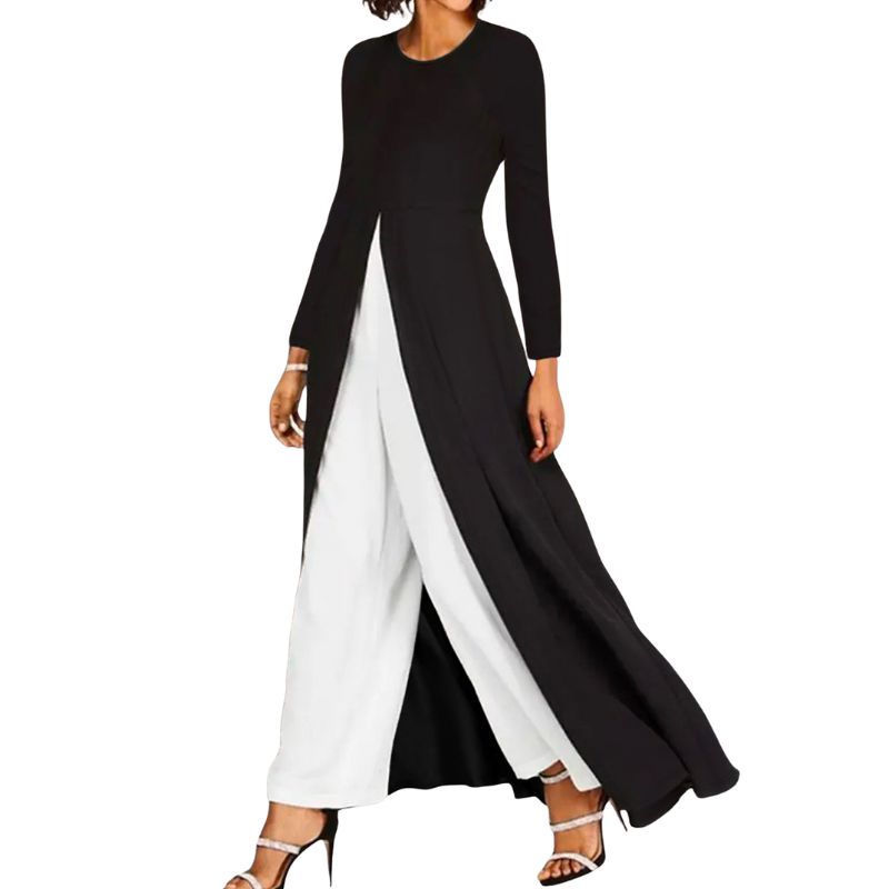 Elegant Womens Black Long-Sleeve Maxi Dress with Milk Silk Fabric-CF50763