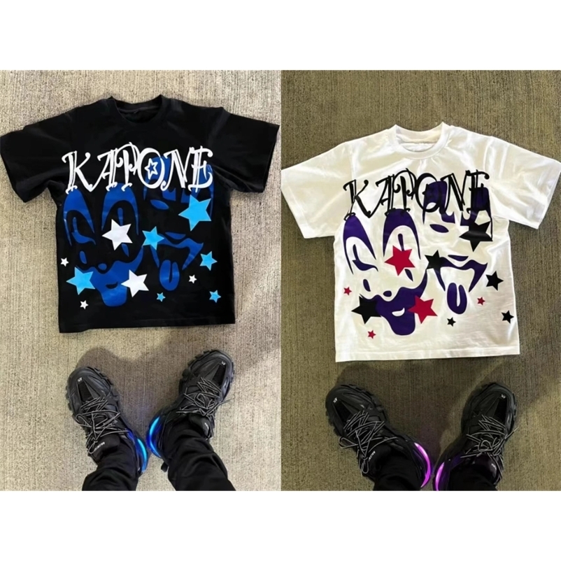 Street fashion trend women patterned printed T-shirt versatile Y2k Harajuku loose couple short sleeved oversized t shirt 240530